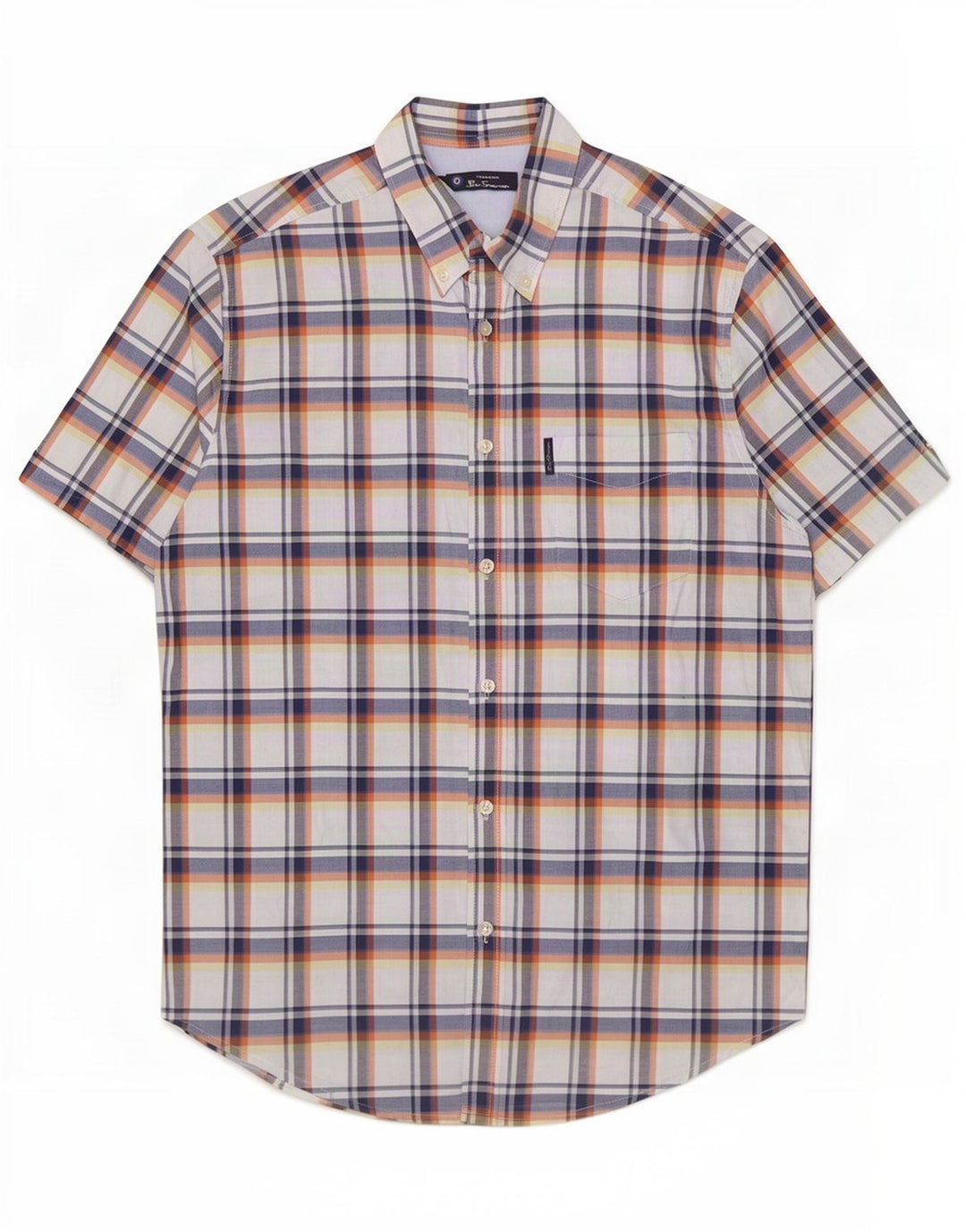 Ben Sherman Mens Short Sleeve Shirt Large Multicoloured Check Cotton