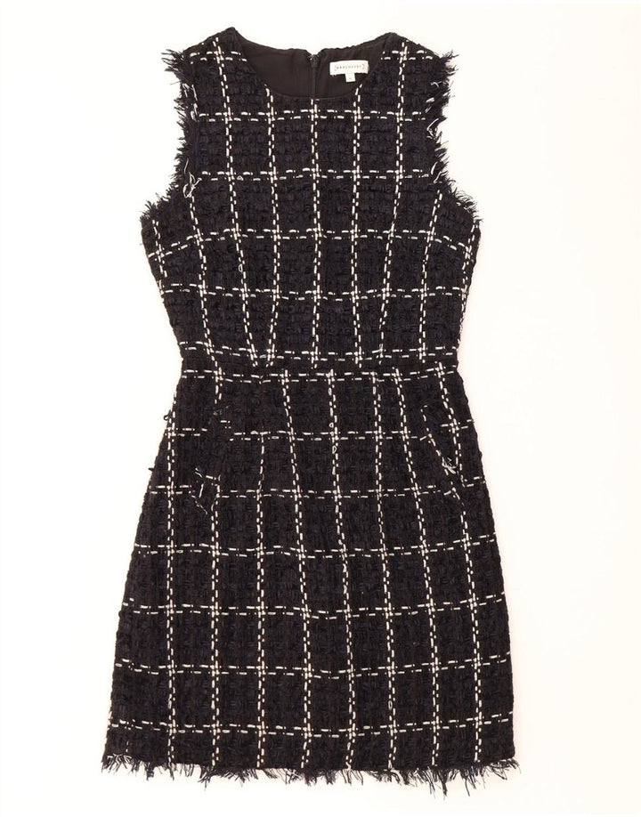 WAREHOUSE Womens Sleeveless Sheath Dress UK 8 Small Navy Blue Check