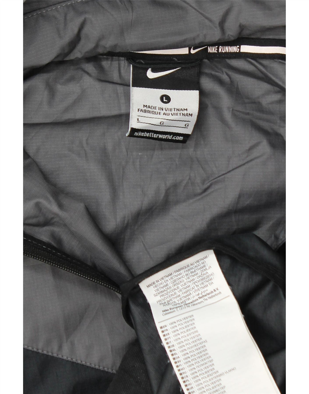 NIKE Mens Hooded Rain Jacket UK 40 Large Black Colourblock Polyester