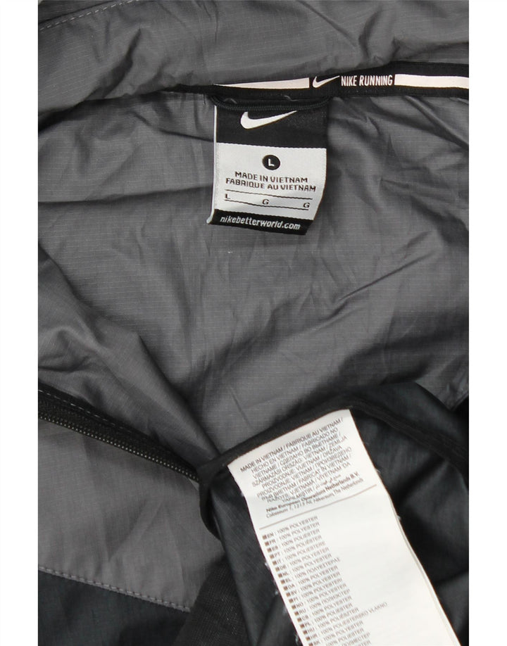 NIKE Mens Hooded Rain Jacket UK 40 Large Black Colourblock Polyester