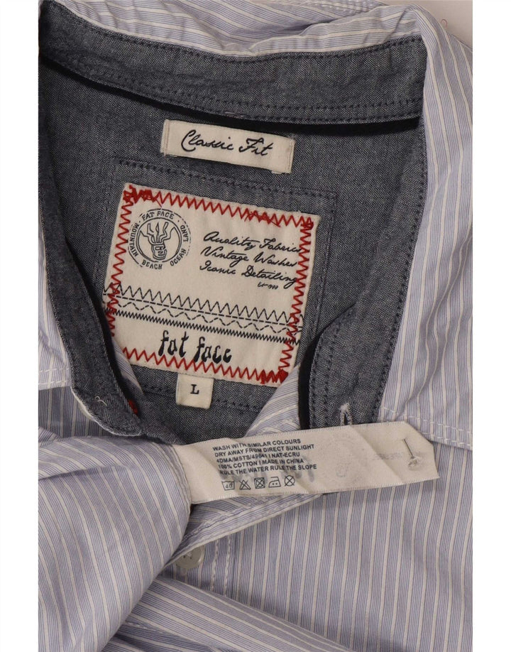 Fat Face Mens Classic Fit Shirt Large Blue Pinstripe Cotton