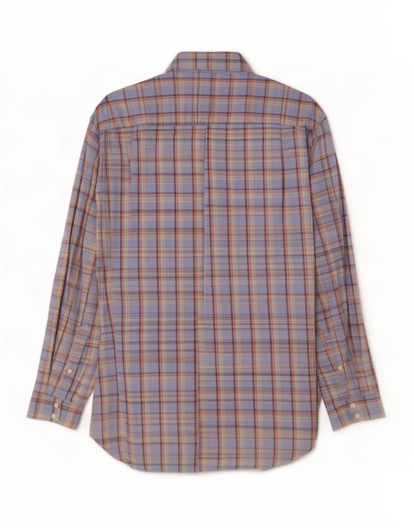 Lacoste Mens Shirt Size 42 Large Blue Check Cotton