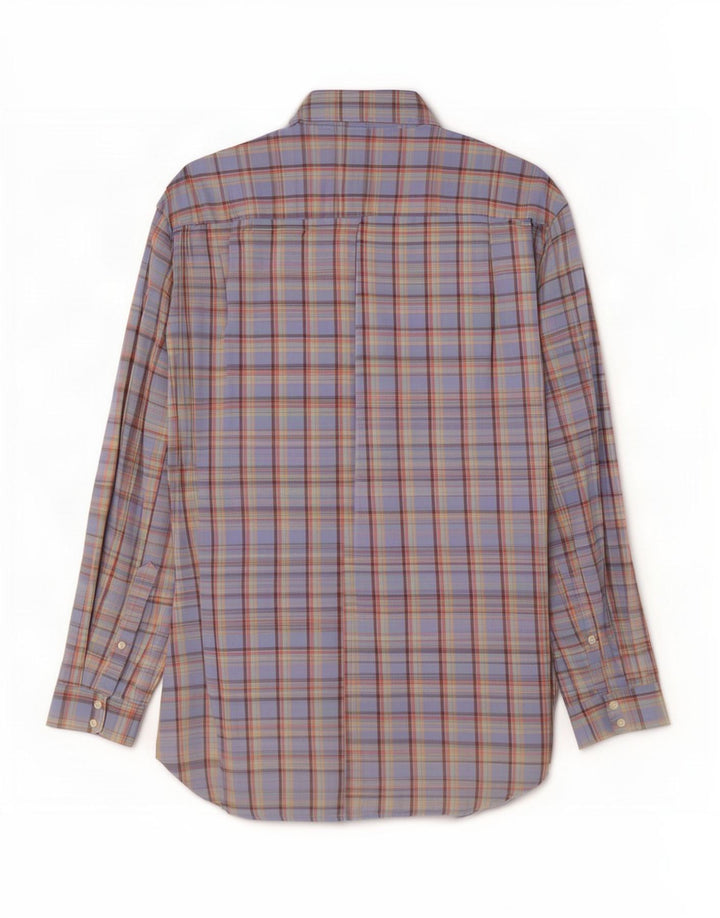 Lacoste Mens Shirt Size 42 Large Blue Check Cotton