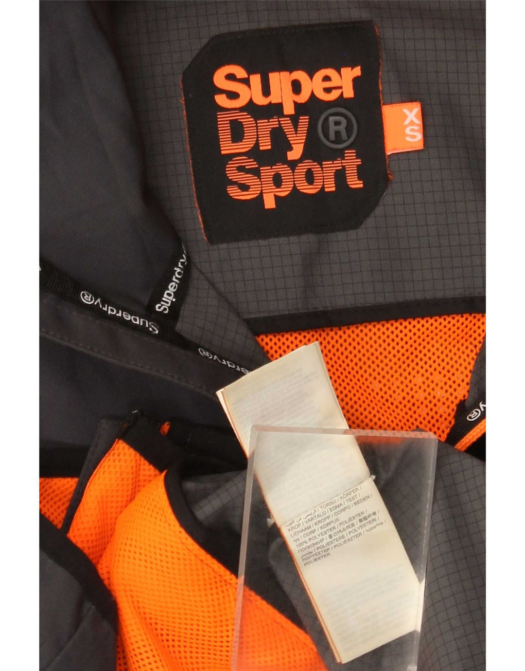 Superdry Mens Graphic Hooded Rain Jacket UK 34 XS Grey Polyester
