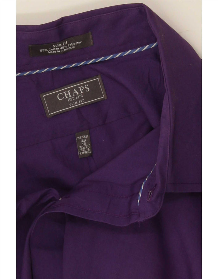 Chaps Mens Slim Fit Shirt Size 18 2XL Purple Cotton