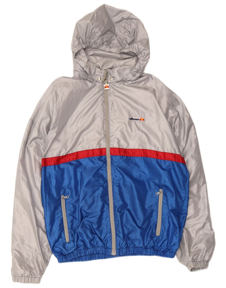 Ellesse Mens Hooded Tracksuit Top Jacket IT 50 Medium Silver Colourblock