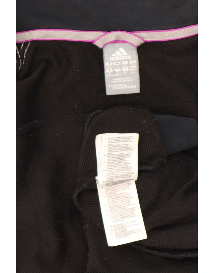 Adidas Womens Tracksuit Top Jacket UK 8/10 Small Black Cotton