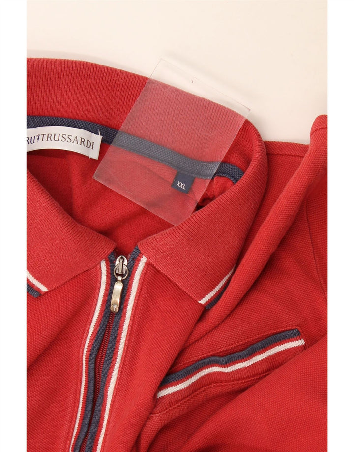 Trussardi Mens Polo Shirt 2XL Red Striped