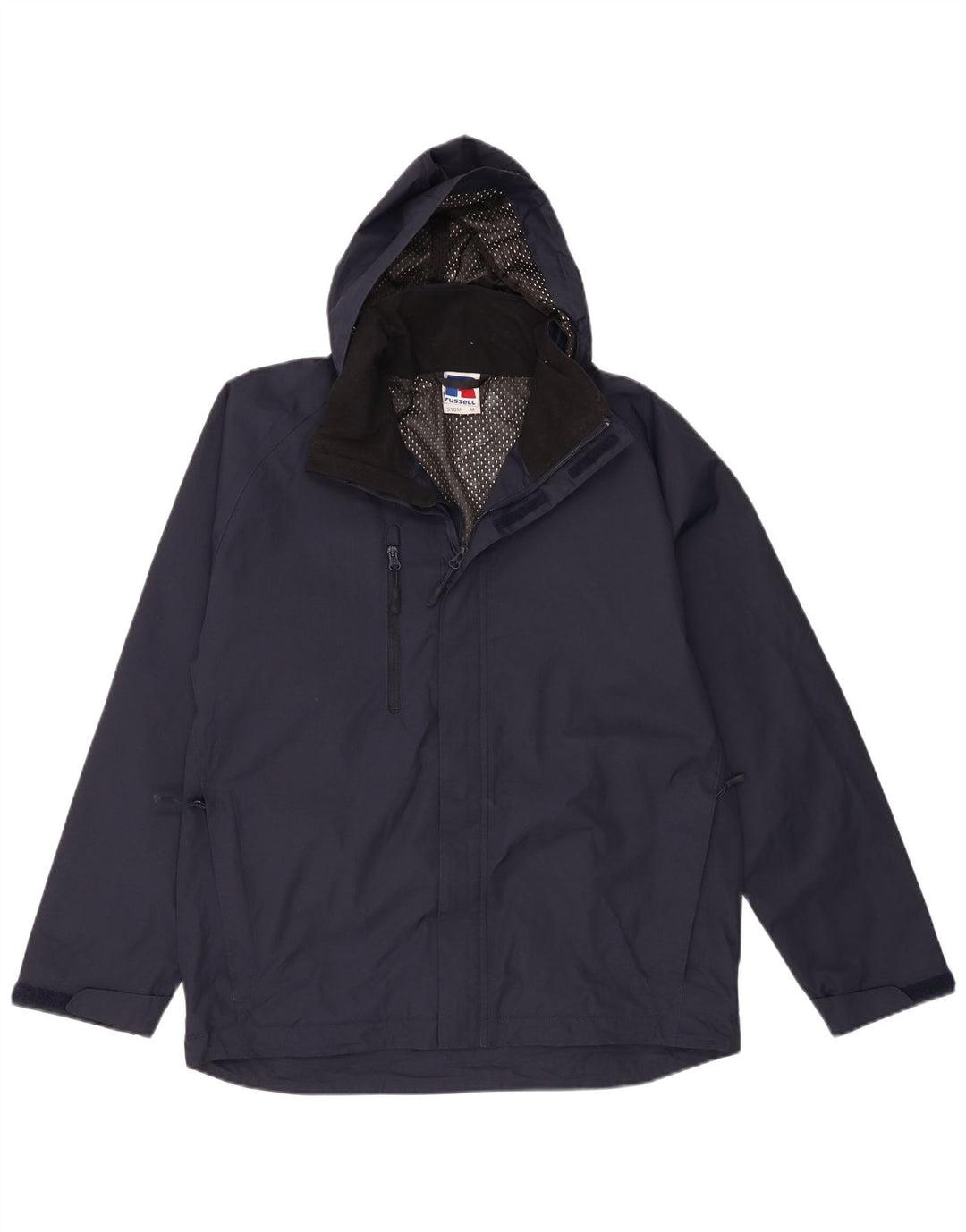 Russell Athletic Mens Hooded Rain Jacket UK 38 Medium Navy Blue Nylon