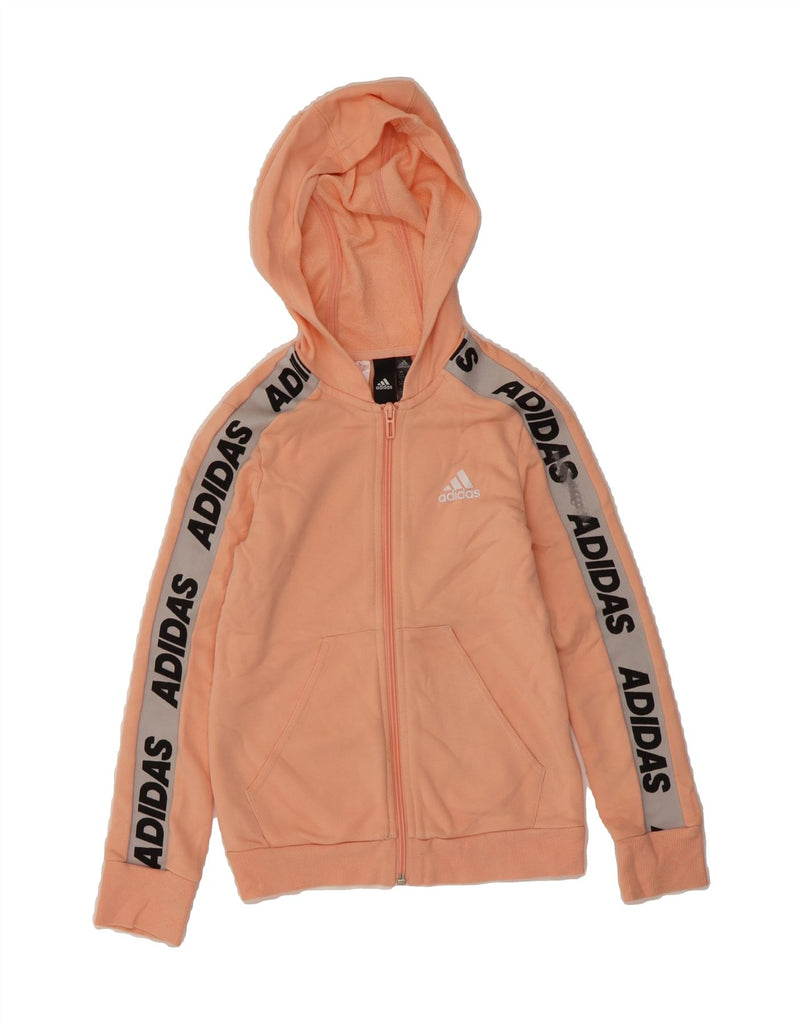 ADIDAS Girls Graphic Zip Hoodie Sweater 9-10 Years  Pink Colourblock Vintage Adidas and Second-Hand Adidas from Messina Hembry 