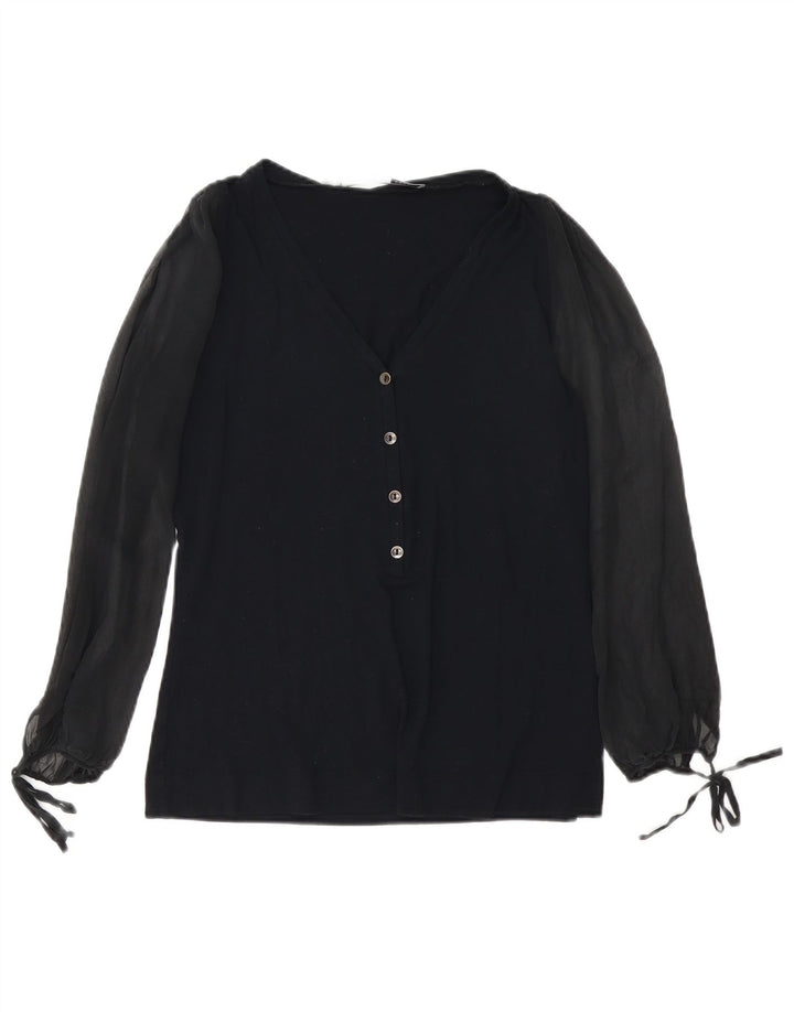 Sportmax Womens Long Sleeve Blouse Top UK 14 Large Black