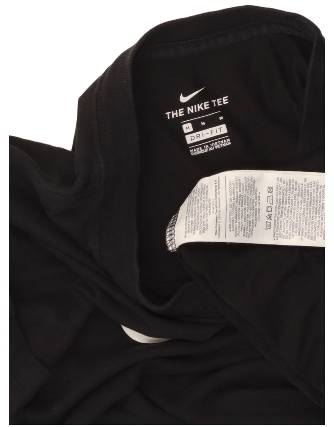 Nike Womens Dri Fit Graphic T-Shirt Top UK 14 Medium Black Cotton