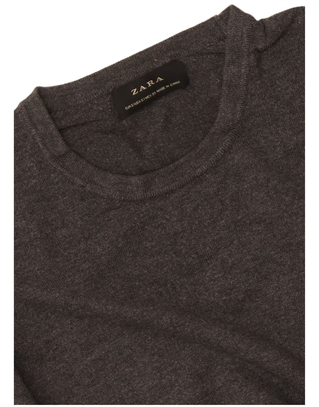 Zara Womens Crew Neck Jumper Sweater UK 10 Small Grey