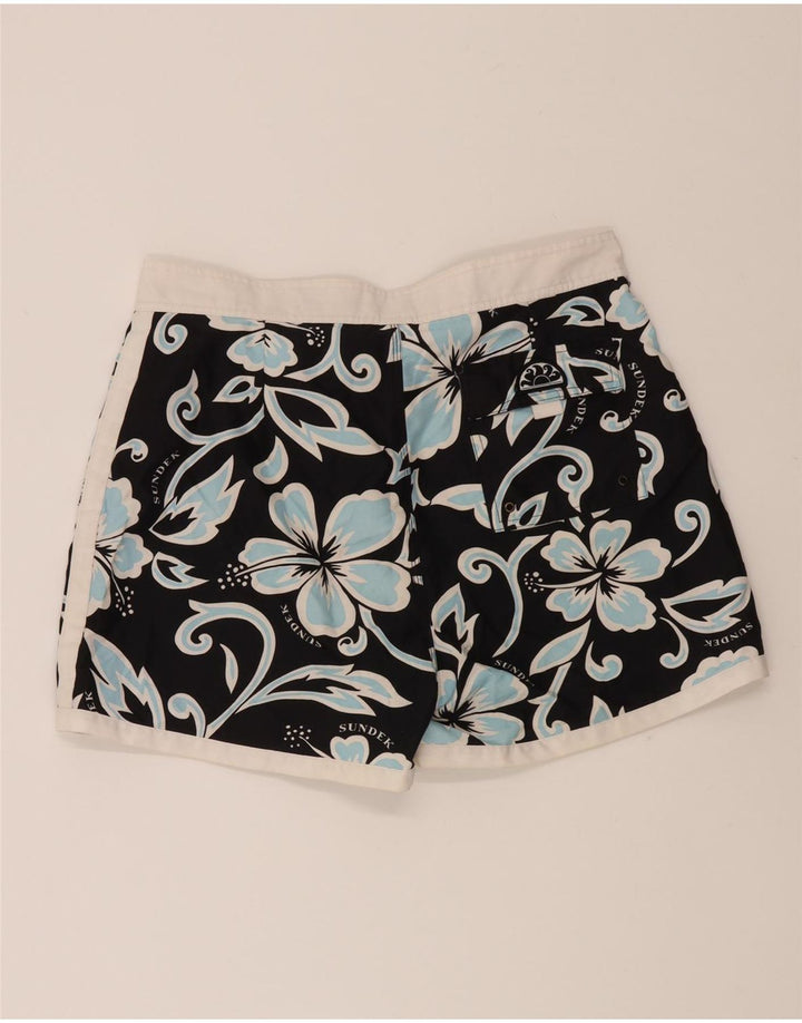 SUNDEK Womens Swimming Shorts XL  Navy Blue Floral Polyester Vintage Sundek and Second-Hand Sundek from Messina Hembry 