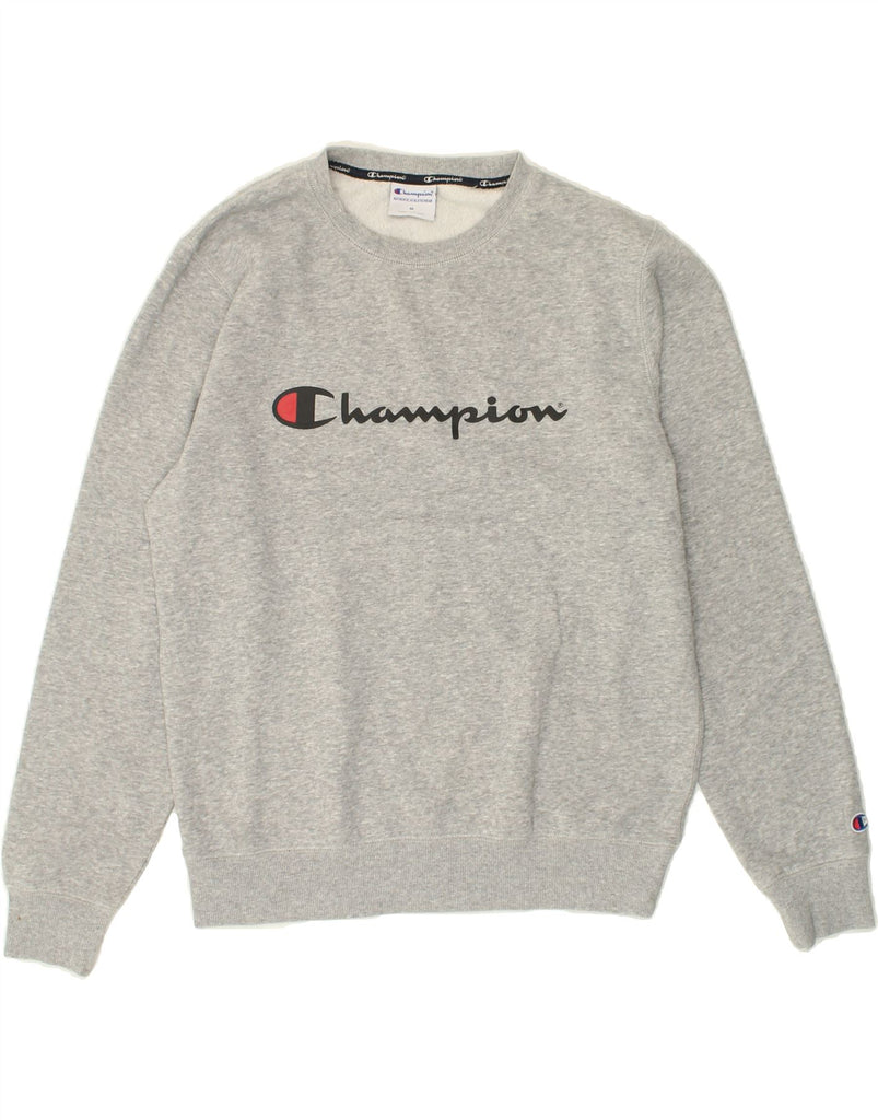 CHAMPION Mens Graphic Sweatshirt Jumper Medium Grey Cotton | Vintage Champion | Thrift | Second-Hand Champion | Used Clothing | Messina Hembry 