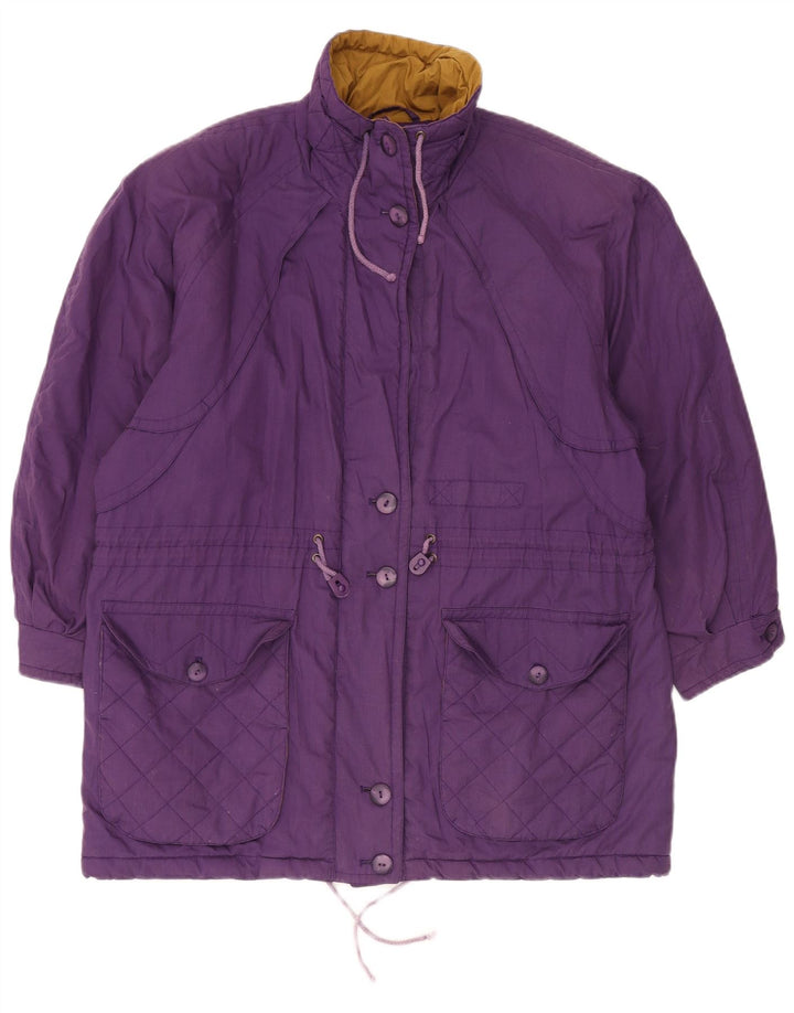 Vintage Womens Oversized Windbreaker Coat UK 14 Large Purple Polyester