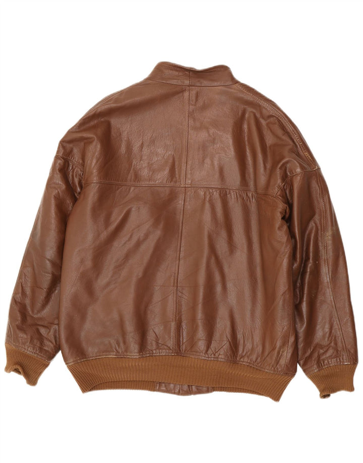 Maren Mens Leather Bomber Jacket IT 54 2XL Brown Leather