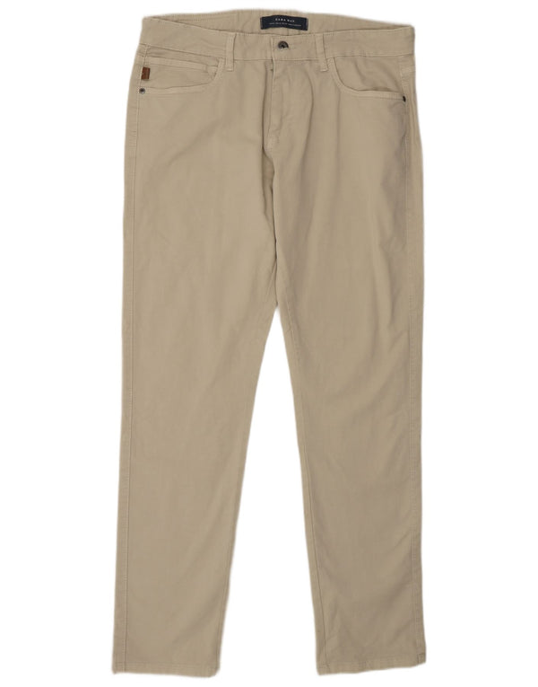 ZARA Mens Slim Casual Trousers EU 42 Large W32 L31 Beige Cotton