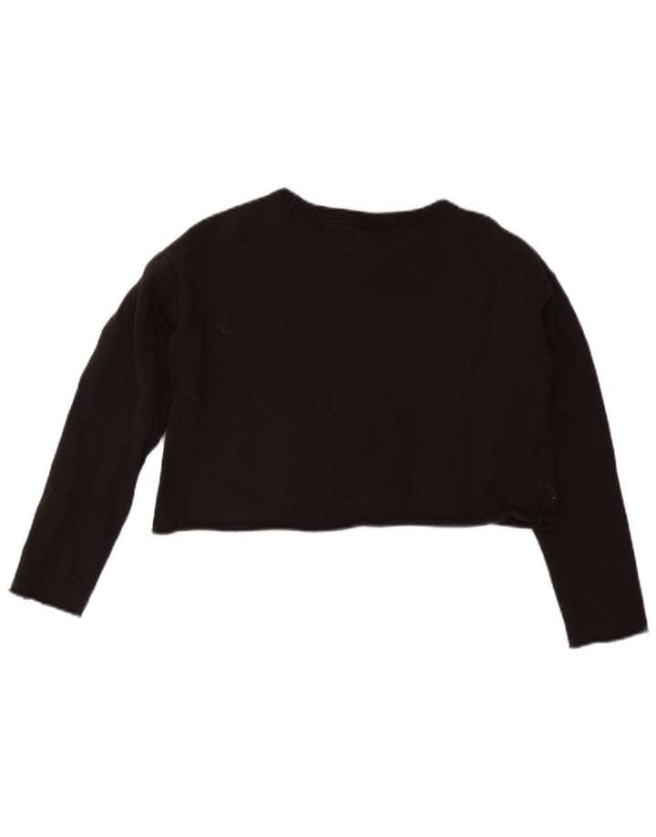 Champion Womens Crop Graphic Oversized Sweatshirt Jumper UK 10 Small Black
