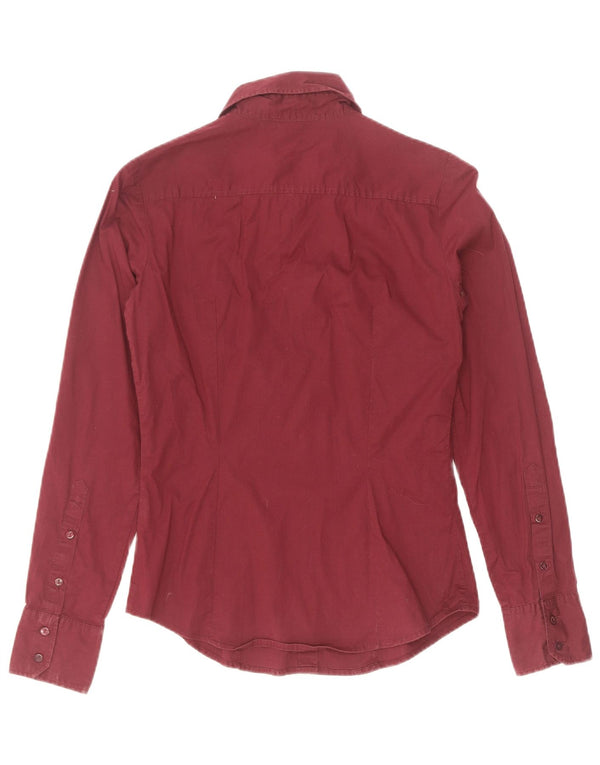 Gas Womens Shirt UK 10 Small Maroon Cotton