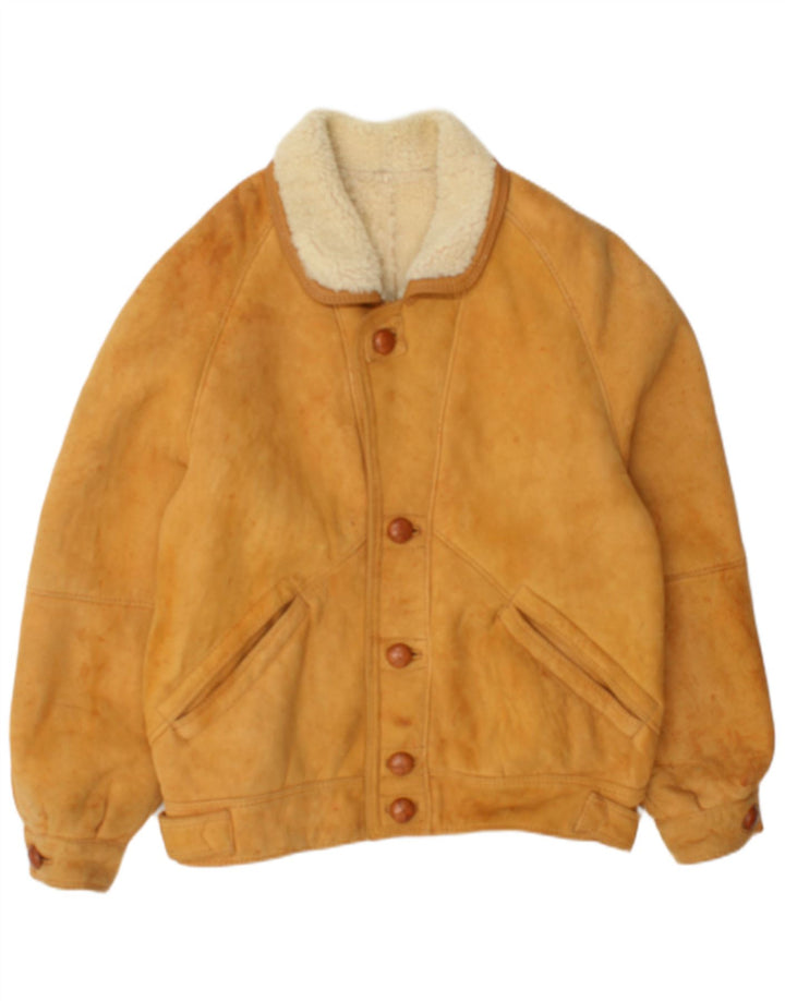 Vintage Mens Shearling Jacket IT 50 Large Beige Shearling