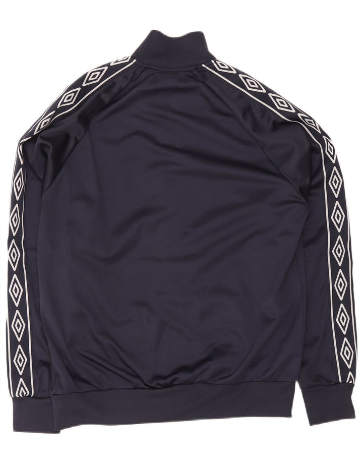 Umbro Mens Tracksuit Top Jacket Medium Navy Blue Geometric Polyester