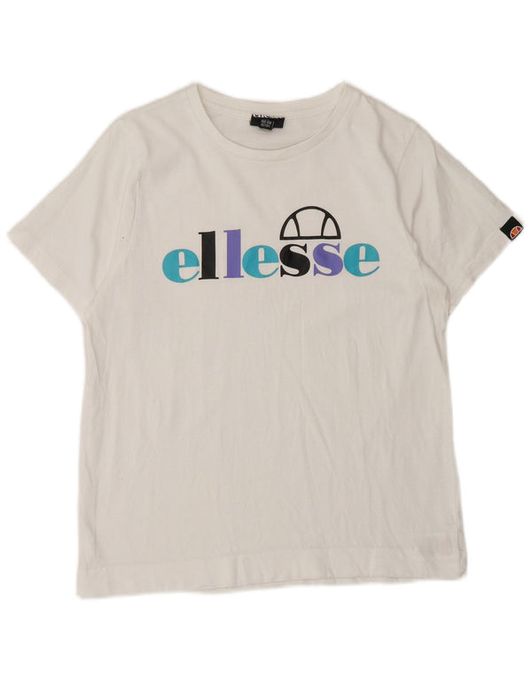 ELLESSE Girls Graphic T-Shirt Top 12-13 Years White Cotton