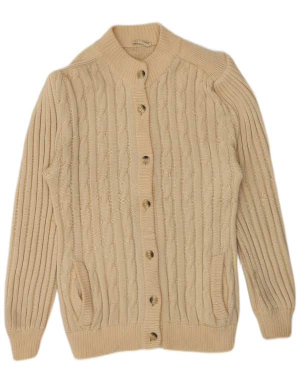Elle Erre Womens Cardigan Sweater UK 14 Large Beige Wool