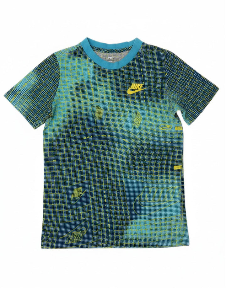 NIKE Boys Abstract Pattern Graphic T-Shirt Top 10-11 Years Medium Blue