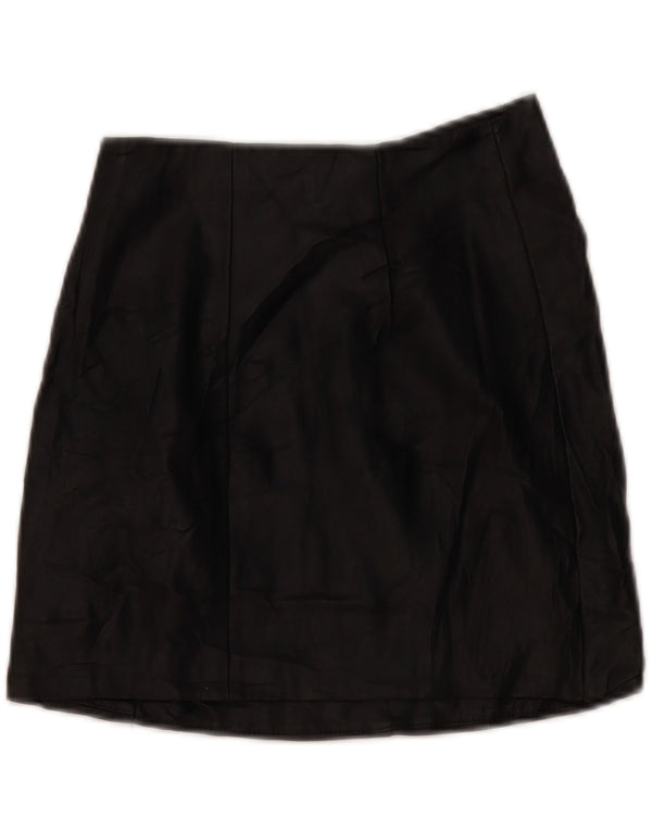BERSHKA Womens Mini Leather Skirt XS W24  Black