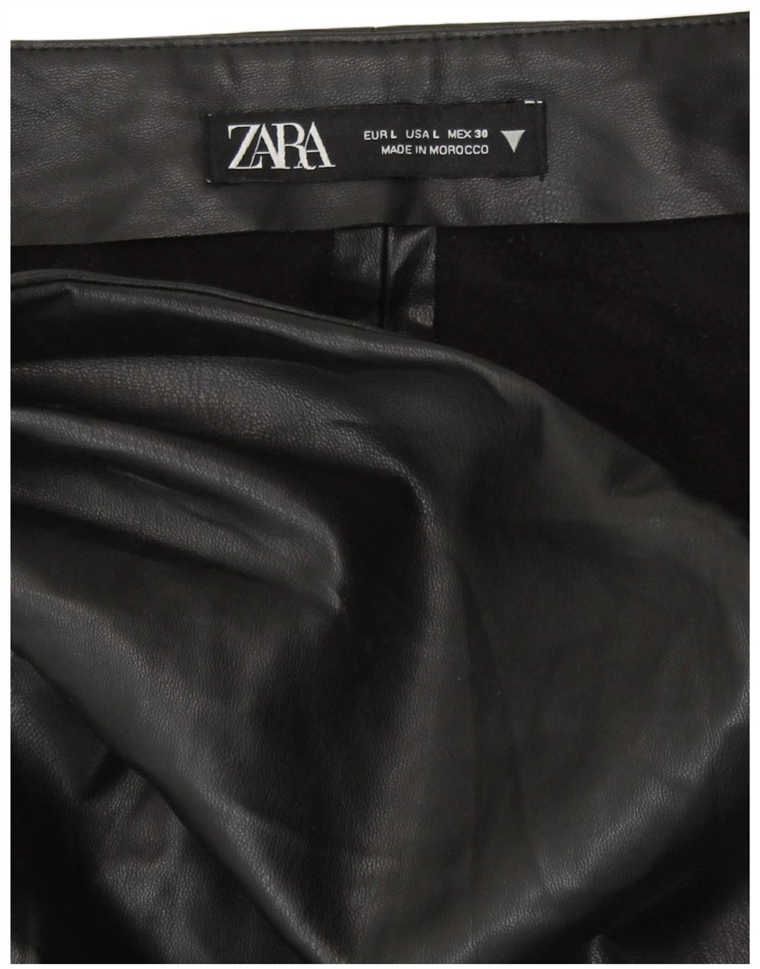 Zara Womens Faux Leather Mini Skirt Large W30 Black Polyurethane