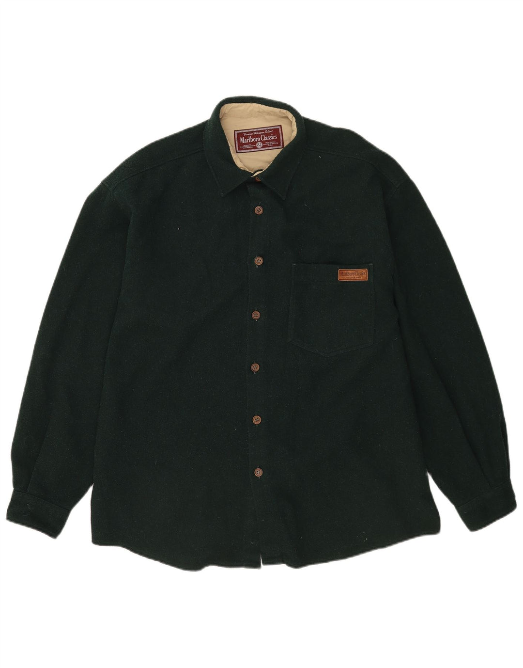 Marlboro Classics Mens Flannel Shirt XL Green Wool