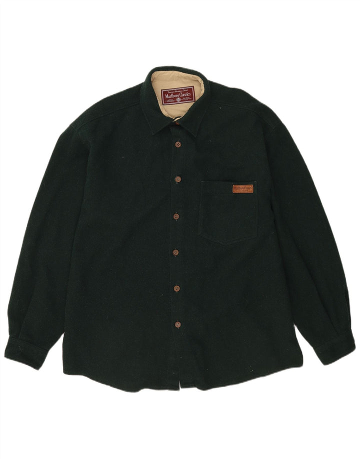 Marlboro Classics Mens Flannel Shirt XL Green Wool