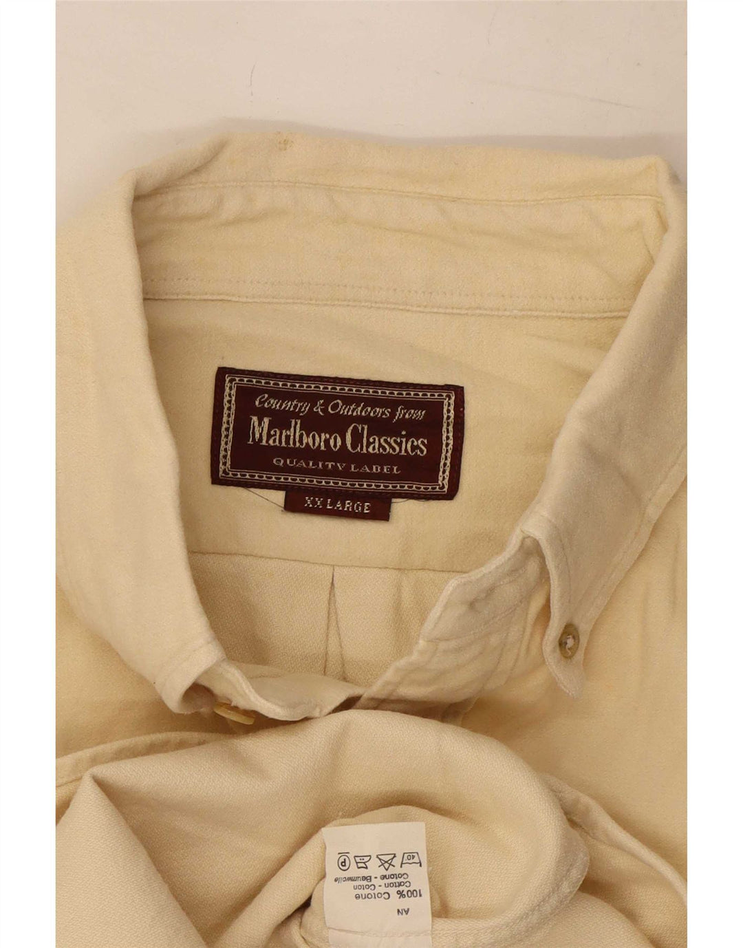 Marlboro Classics Mens Shirt 2XL Beige Cotton