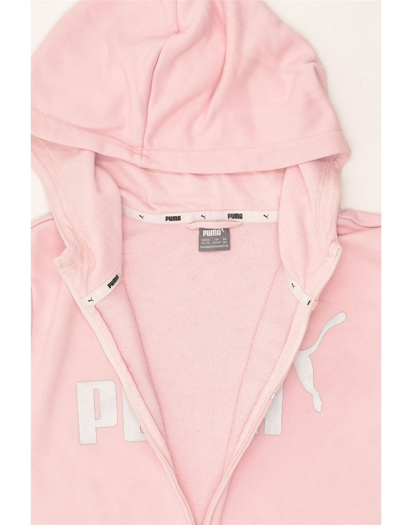 PUMA Girls Graphic Zip Hoodie Sweater 13-14 Years Pink Cotton | Vintage Puma | Thrift | Second-Hand Puma | Used Clothing | Messina Hembry 