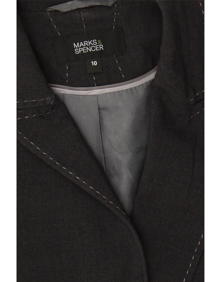MARKS & SPENCER Womens 1 Button Blazer Jacket UK 10 Small Black Polyester Vintage Marks & Spencer and Second-Hand Marks & Spencer from Messina Hembry 