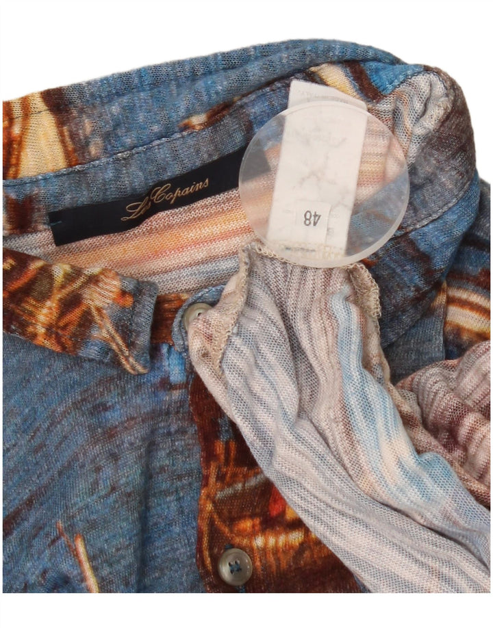 Les Copains Mens Abstract Pattern Shirt IT 48 Medium Blue Cotton
