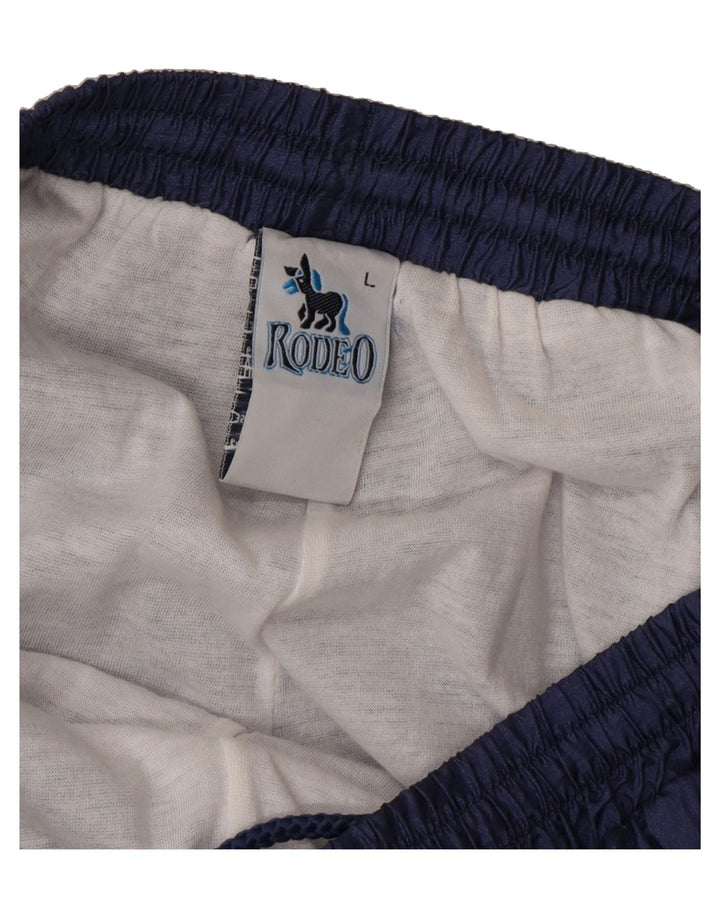 RODEO Mens Tracksuit Trousers Joggers Large Navy Blue Polyester Vintage Rodeo and Second-Hand Rodeo from Messina Hembry 