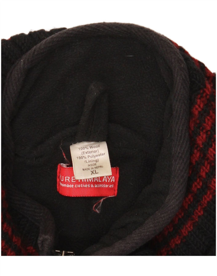 HIMALAYA Mens Cardigan Sweater XL Black Striped Wool