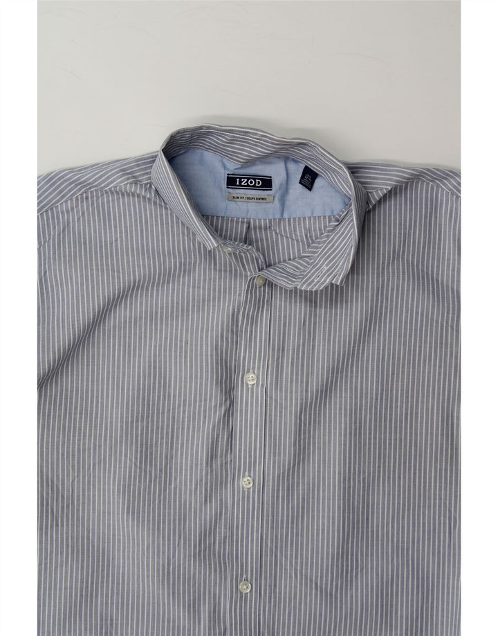 IZOD Mens Slim Fit Shirt Size 15 1/2 Medium Blue Striped Cotton Vintage Izod and Second-Hand Izod from Messina Hembry 