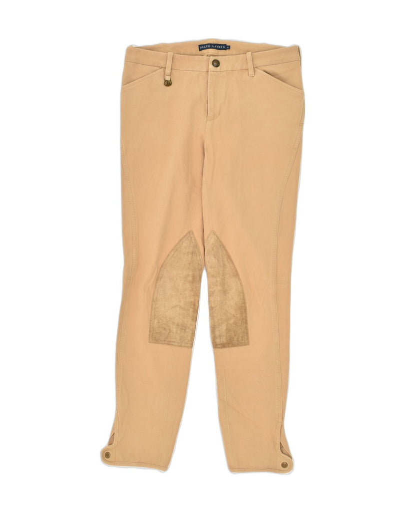 RALPH LAUREN Womens Slim Casual Trousers US 4 Small W28 L27 Beige Cotton | Vintage Ralph Lauren | Thrift | Second-Hand Ralph Lauren | Used Clothing | Messina Hembry 