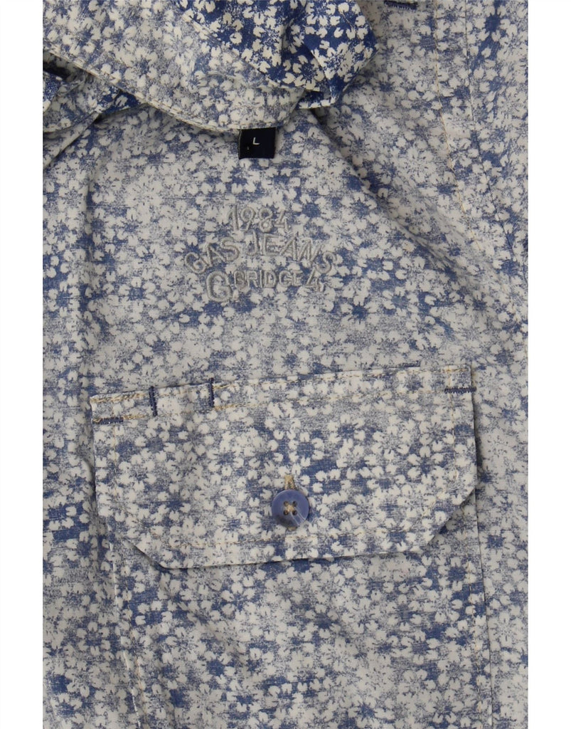 GAS Mens Short Sleeve Shirt Large Blue Floral Vintage Gas and Second-Hand Gas from Messina Hembry 