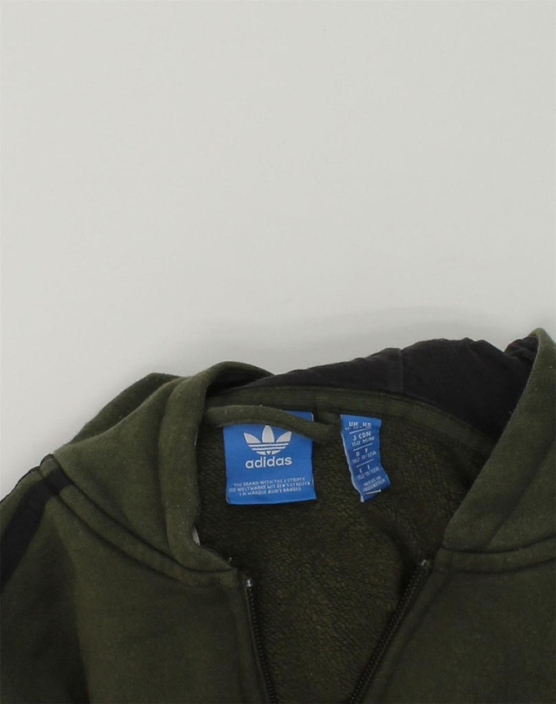 ADIDAS Boys Zip Hoodie Sweater 11-12 Years Khaki Camouflage Cotton | Vintage Adidas | Thrift | Second-Hand Adidas | Used Clothing | Messina Hembry 