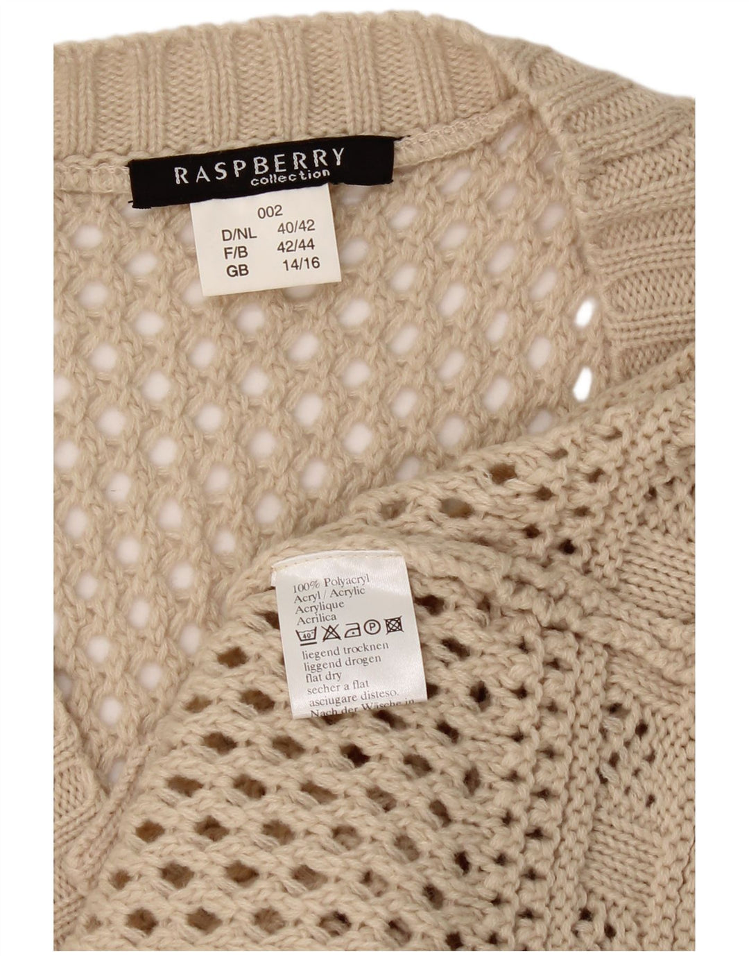 RASPBERRY Womens Longline Cardigan Sweater UK 14/16 Large Beige Classic