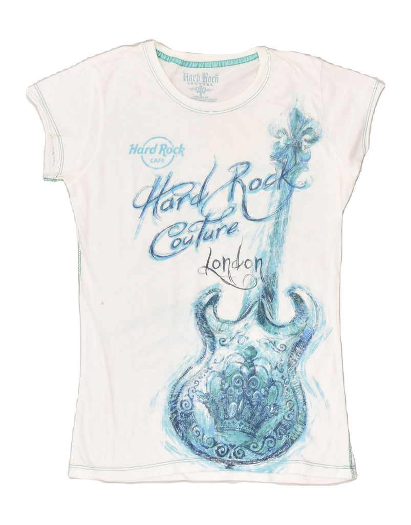 HARD ROCK CAFE Womens London Graphic T-Shirt Top UK 10 Small White Cotton | Vintage Hard Rock Cafe | Thrift | Second-Hand Hard Rock Cafe | Used Clothing | Messina Hembry 