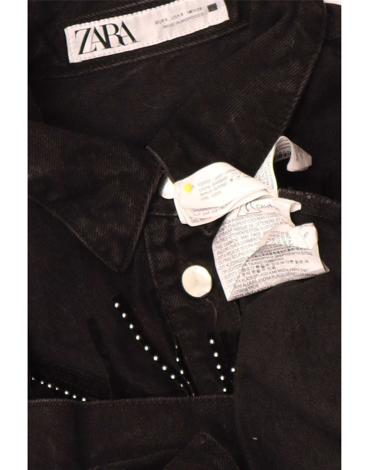 Zara Womens Oversized Denim Shirt UK 10 Small Black Cotton