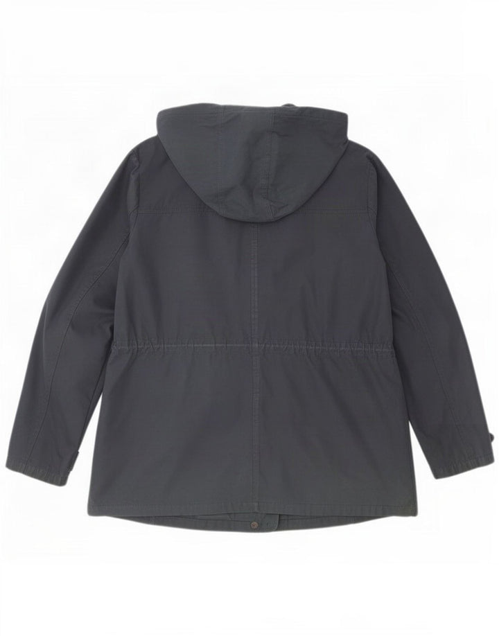 Fat Face Womens Hooded Waxed Cotton Jacket UK 12 Medium Navy Blue Polyester