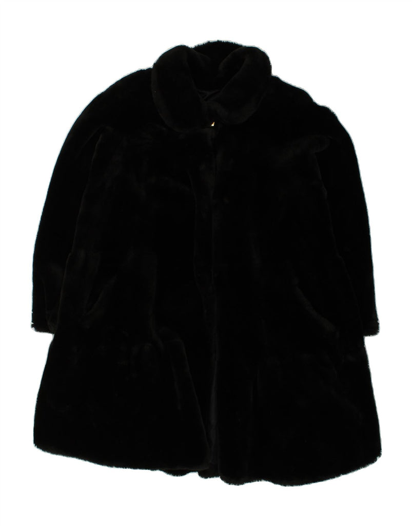 VINTAGE Womens Faux Fur Overcoat UK 18 XL Black | Vintage Vintage | Thrift | Second-Hand Vintage | Used Clothing | Messina Hembry 