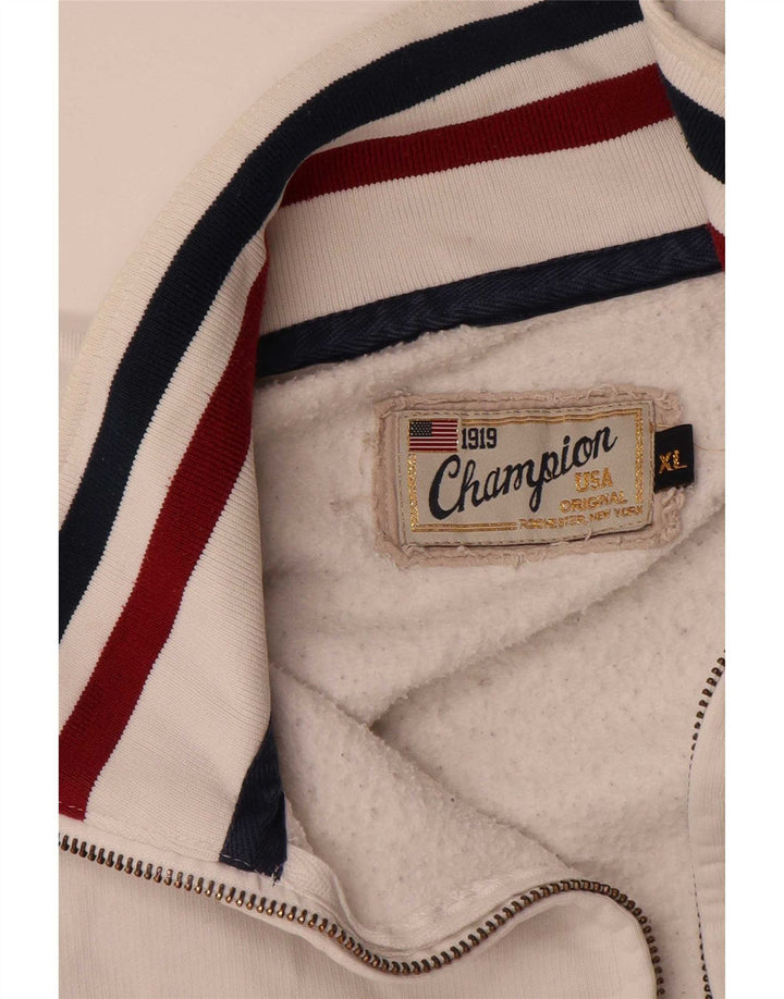 Champion Mens Graphic Tracksuit Top Jacket XL White Striped Cotton