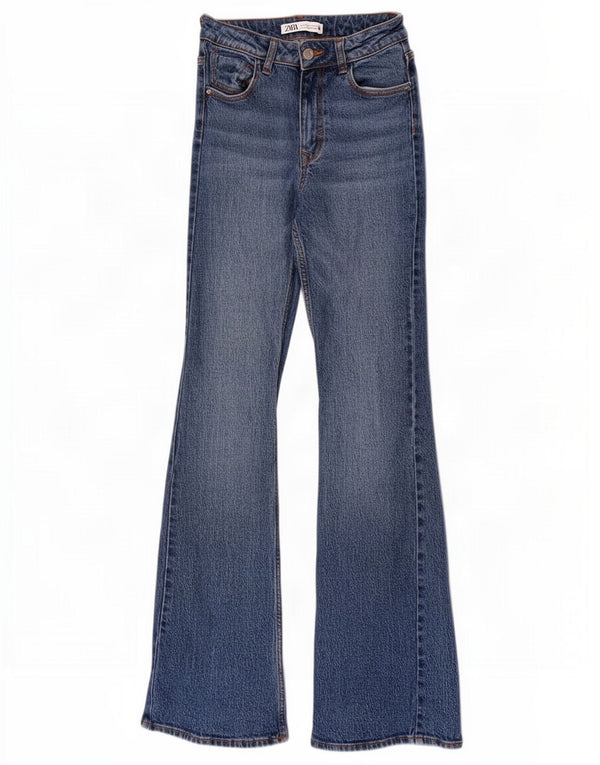 Zara Womens Flared Jeans EU 34 2XS W24 L34 Blue Cotton